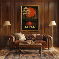 Japan Skyline with Cherry Blossoms Travel Poster PosterGoat