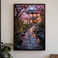 Japanese Garden Serenity in Edo Village Cultural Poster PosterGoat