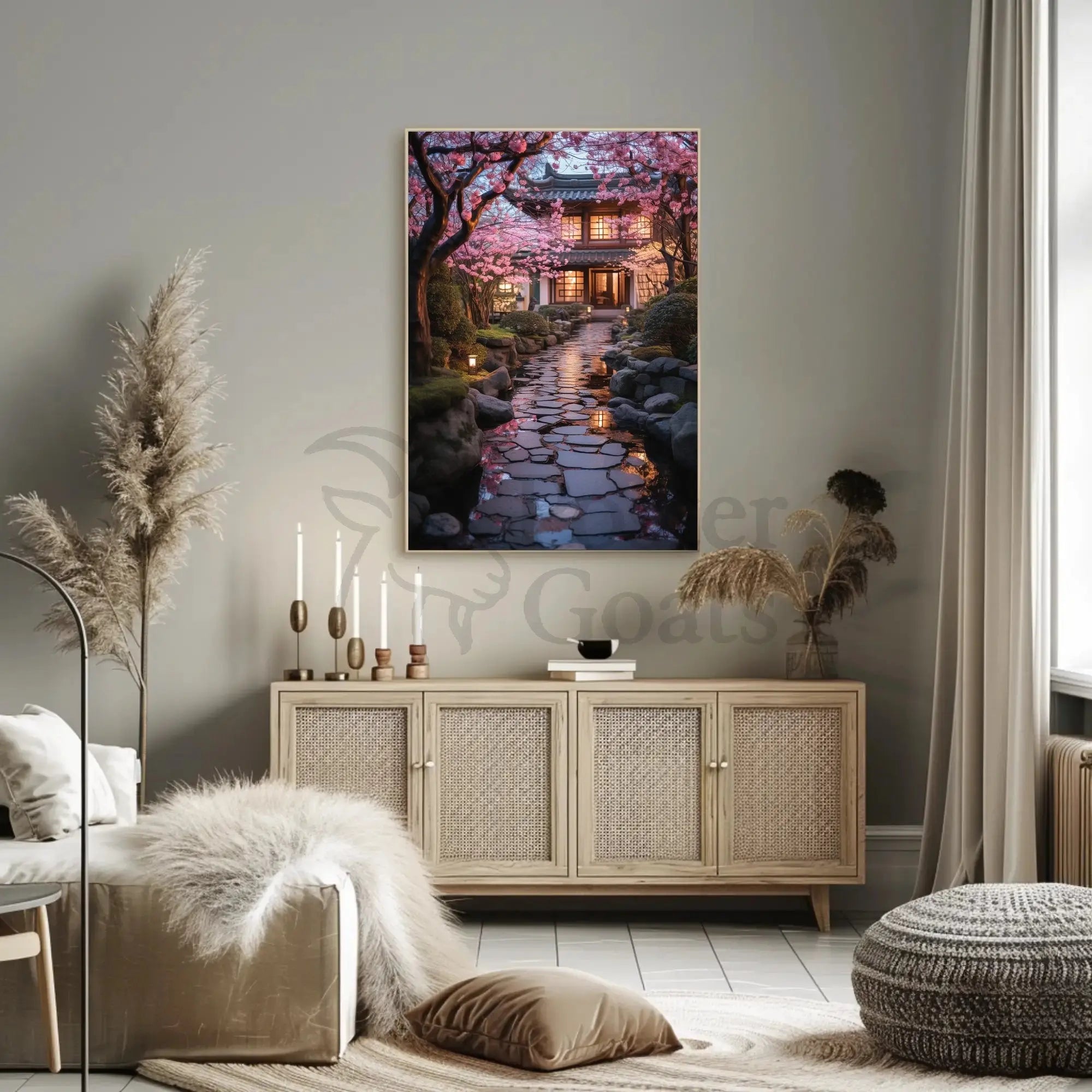 Japanese Garden Serenity in Edo Village Cultural Poster PosterGoat