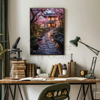 Japanese Garden Serenity in Edo Village Cultural Poster PosterGoat