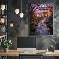 Japanese Garden Serenity in Edo Village Cultural Poster PosterGoat