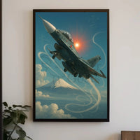 Japanese Jet Fighter Over Mount Fuji Poster PosterGoat