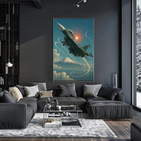 Japanese Jet Fighter Over Mount Fuji Poster PosterGoat