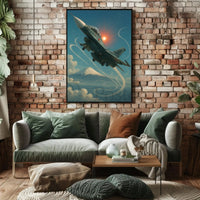 Japanese Jet Fighter Over Mount Fuji Poster PosterGoat