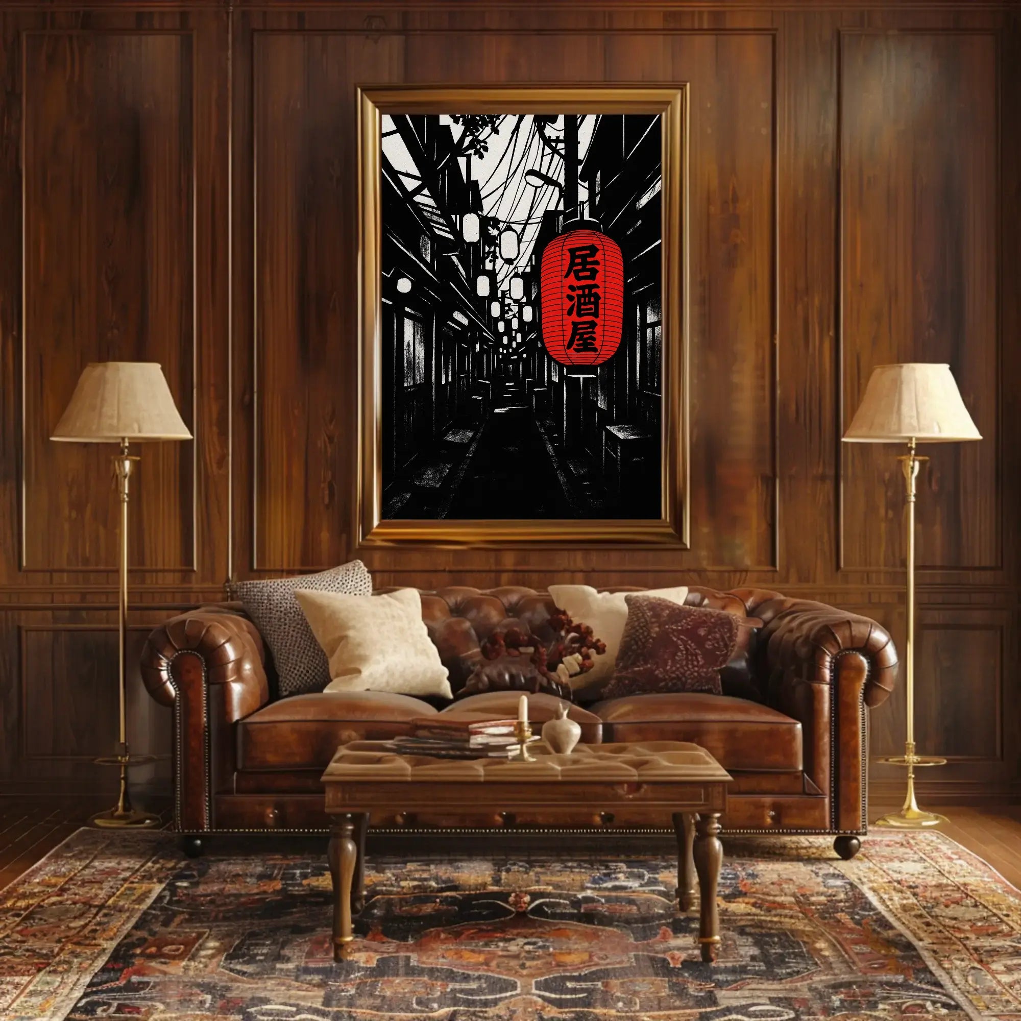 Japanese Nightlife Lanterns Graphic Cultural or Heritage Poster PosterGoat