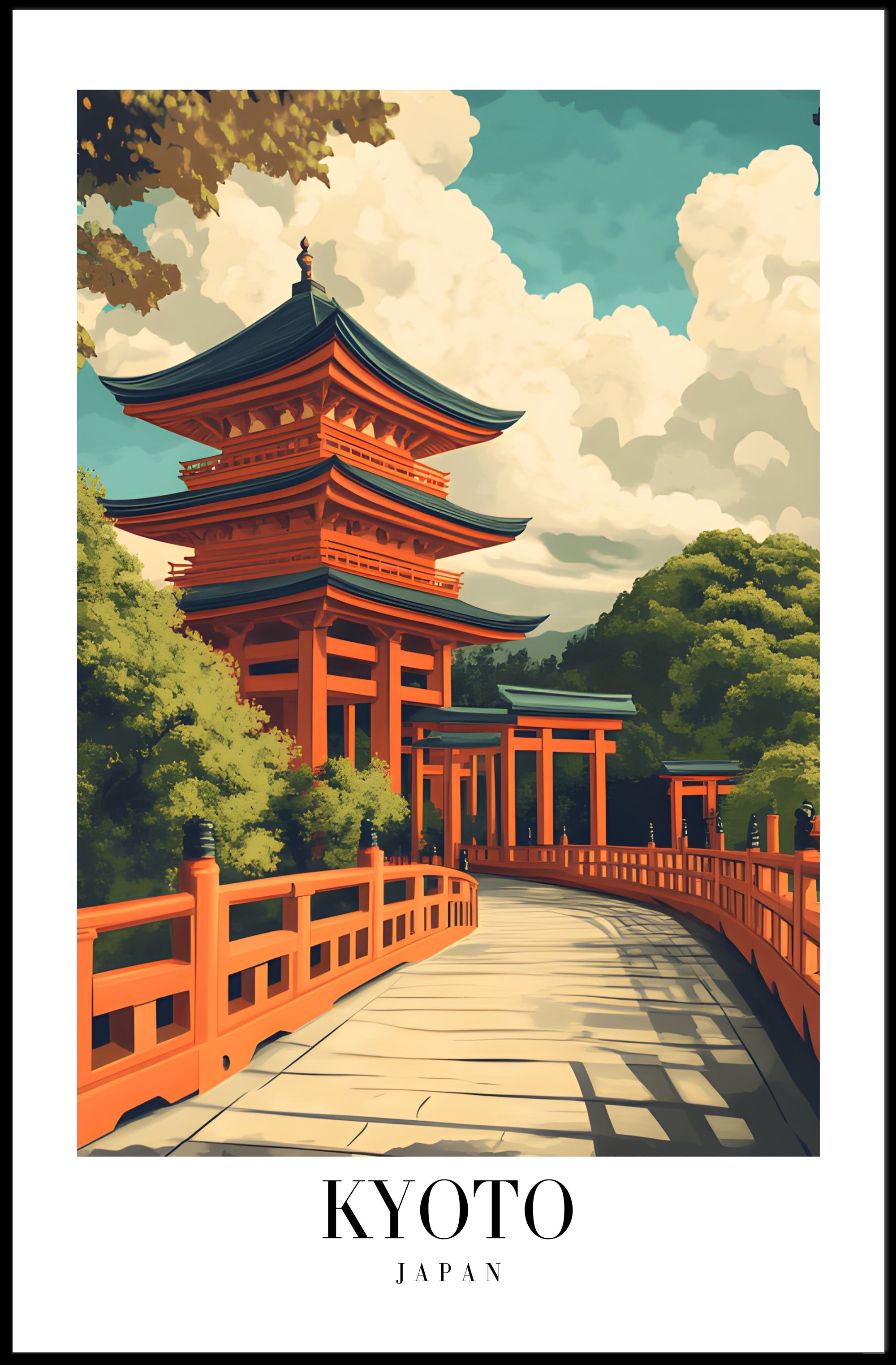 Japanese Temple Pagoda Artistry Travel Poster PosterGoat