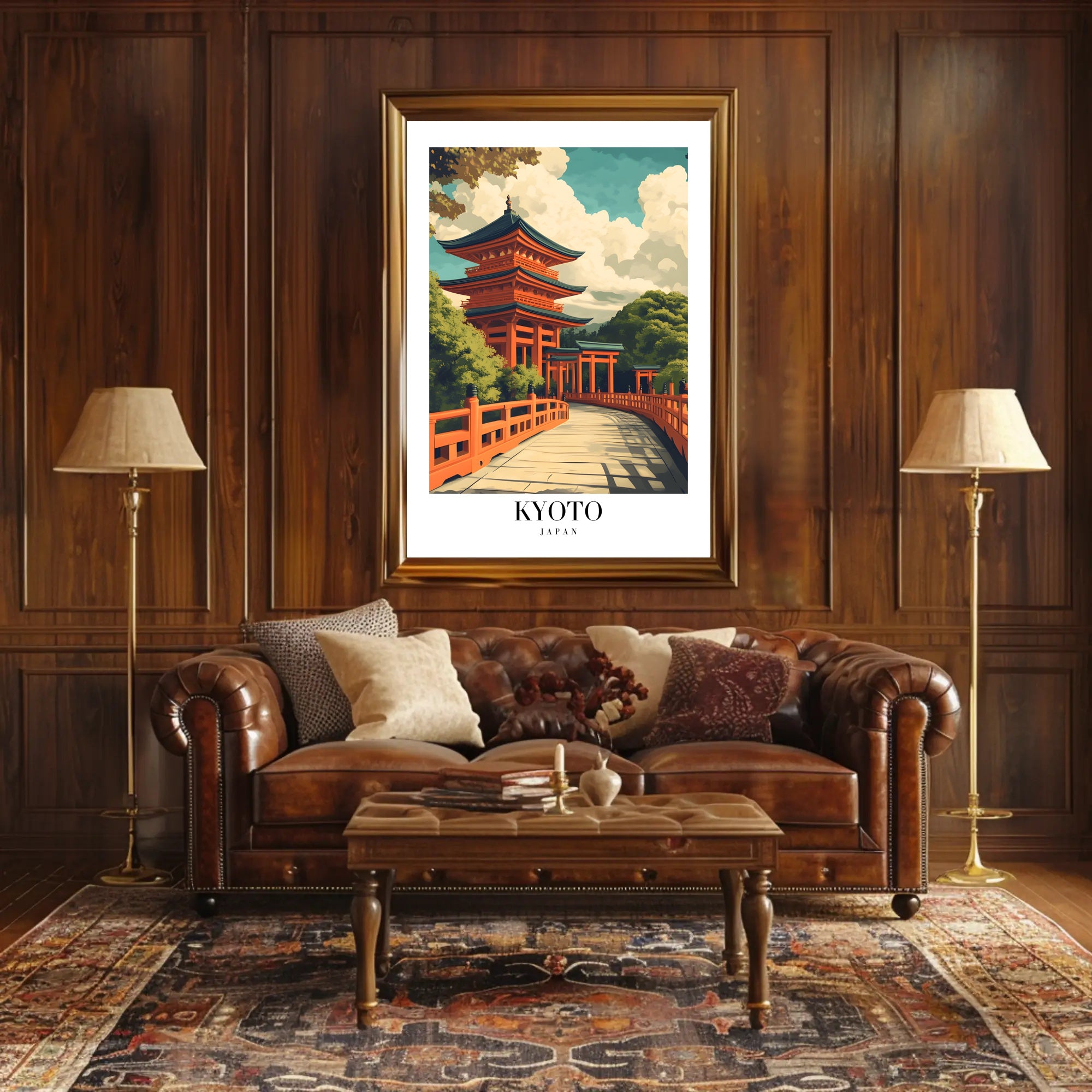 Japanese Temple Pagoda Artistry Travel Poster PosterGoat