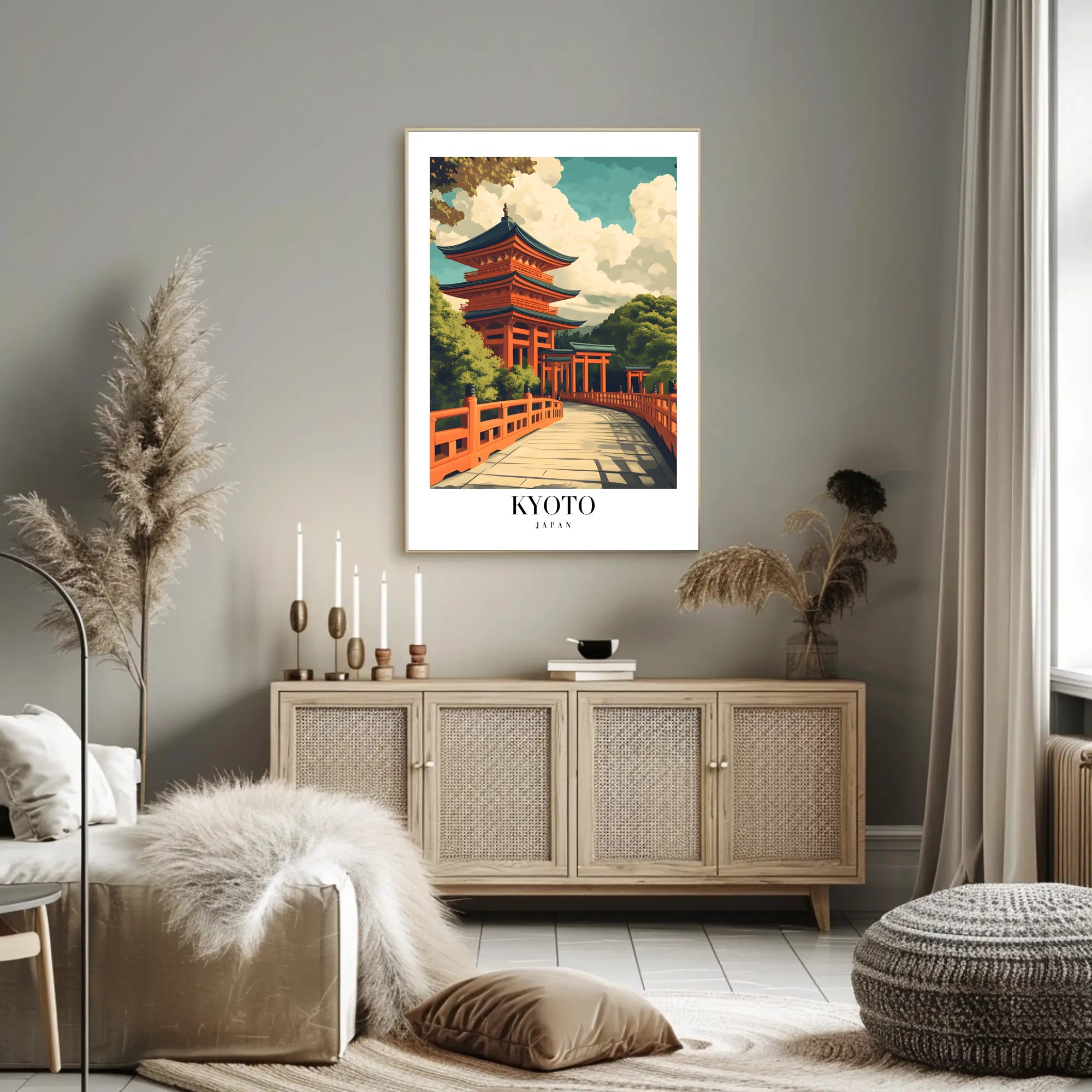 Japanese Temple Pagoda Artistry Travel Poster PosterGoat