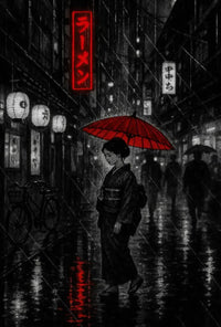 Japanese Umbrella: Stylish Solitude Cultural or Heritage Poster PosterGoat