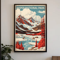Jasper National Park Vintage Landscape National Park Poster PosterGoat