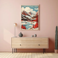Jasper National Park Vintage Landscape National Park Poster PosterGoat