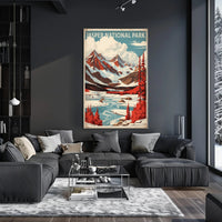 Jasper National Park Vintage Landscape National Park Poster PosterGoat