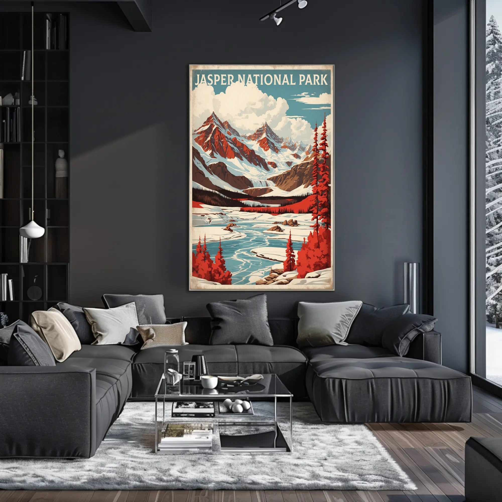 Jasper National Park Vintage Landscape National Park Poster PosterGoat