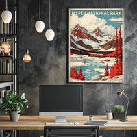 Jasper National Park Vintage Landscape National Park Poster PosterGoat