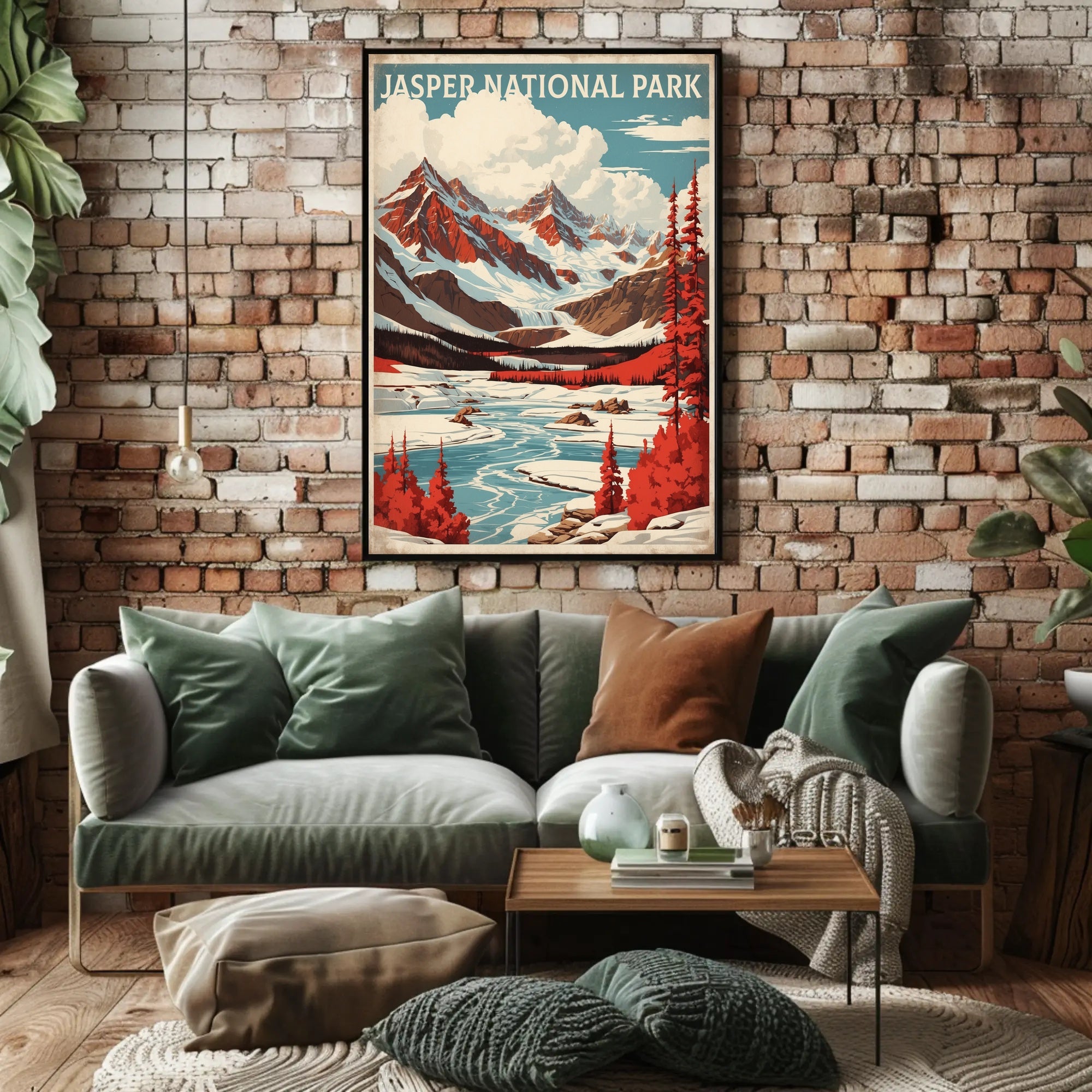 Jasper National Park Vintage Landscape National Park Poster PosterGoat