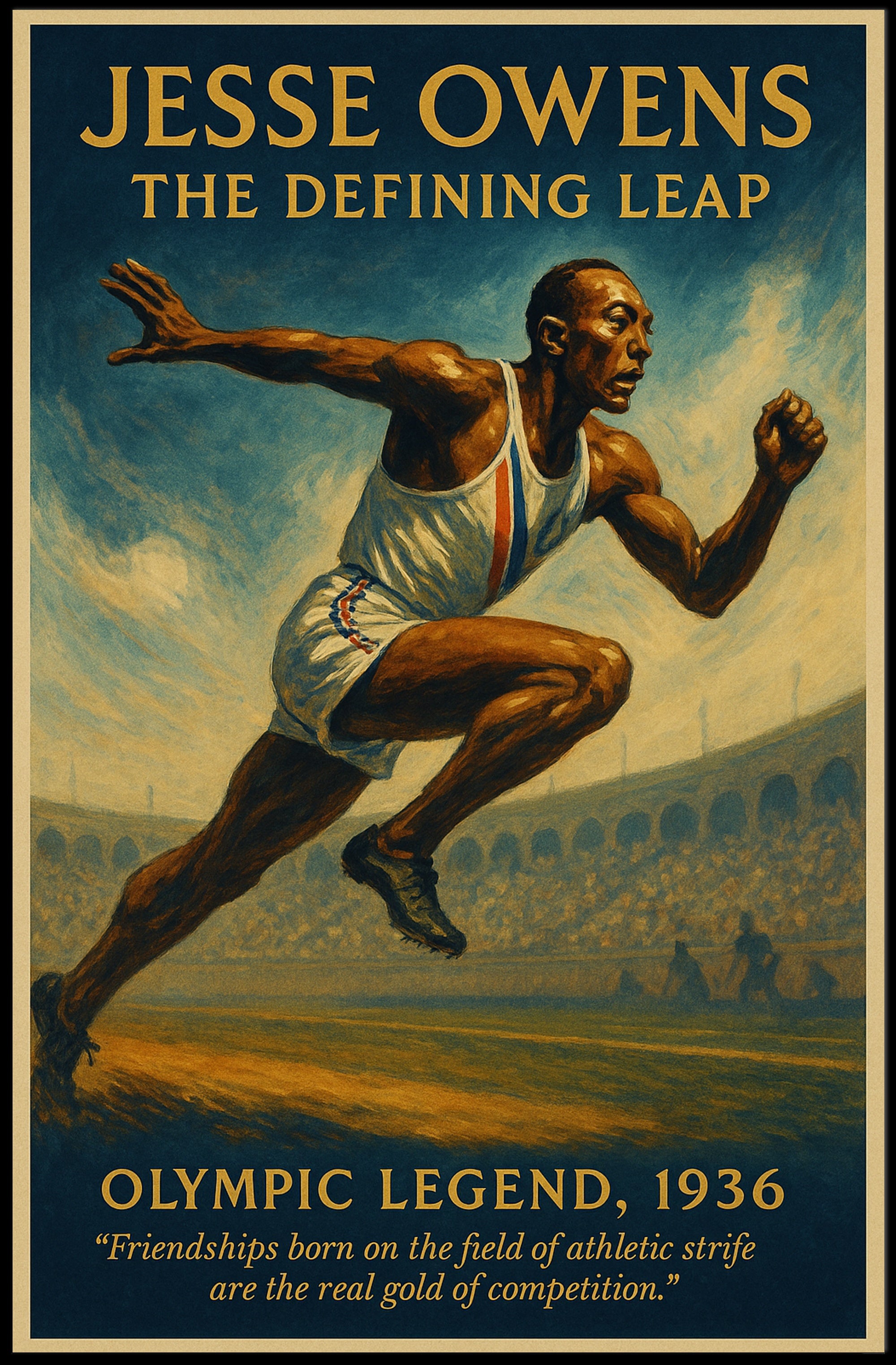 Jesse Owens Defining Leap Wall Art Print PosterGoat