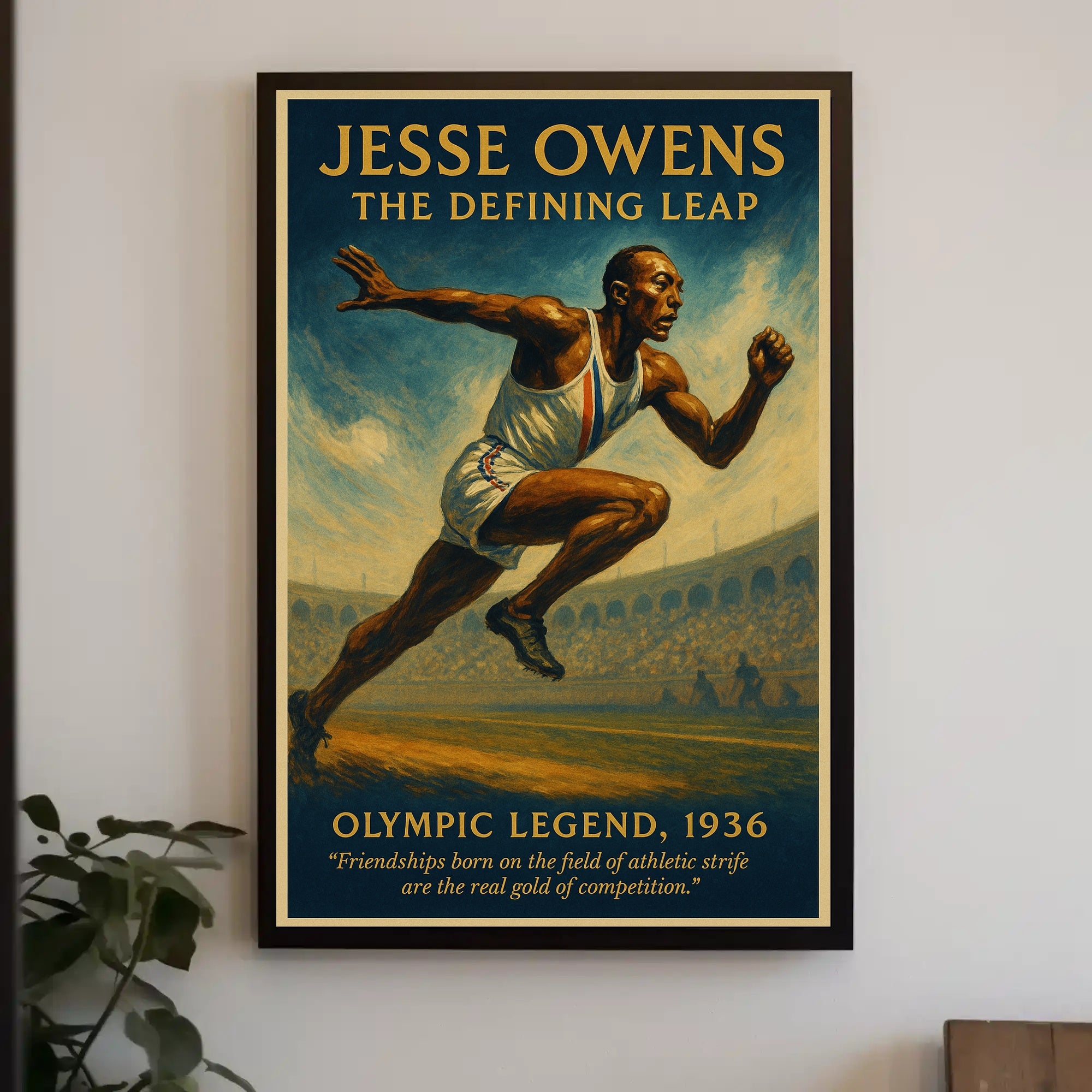 Jesse Owens Defining Leap Wall Art Print PosterGoat