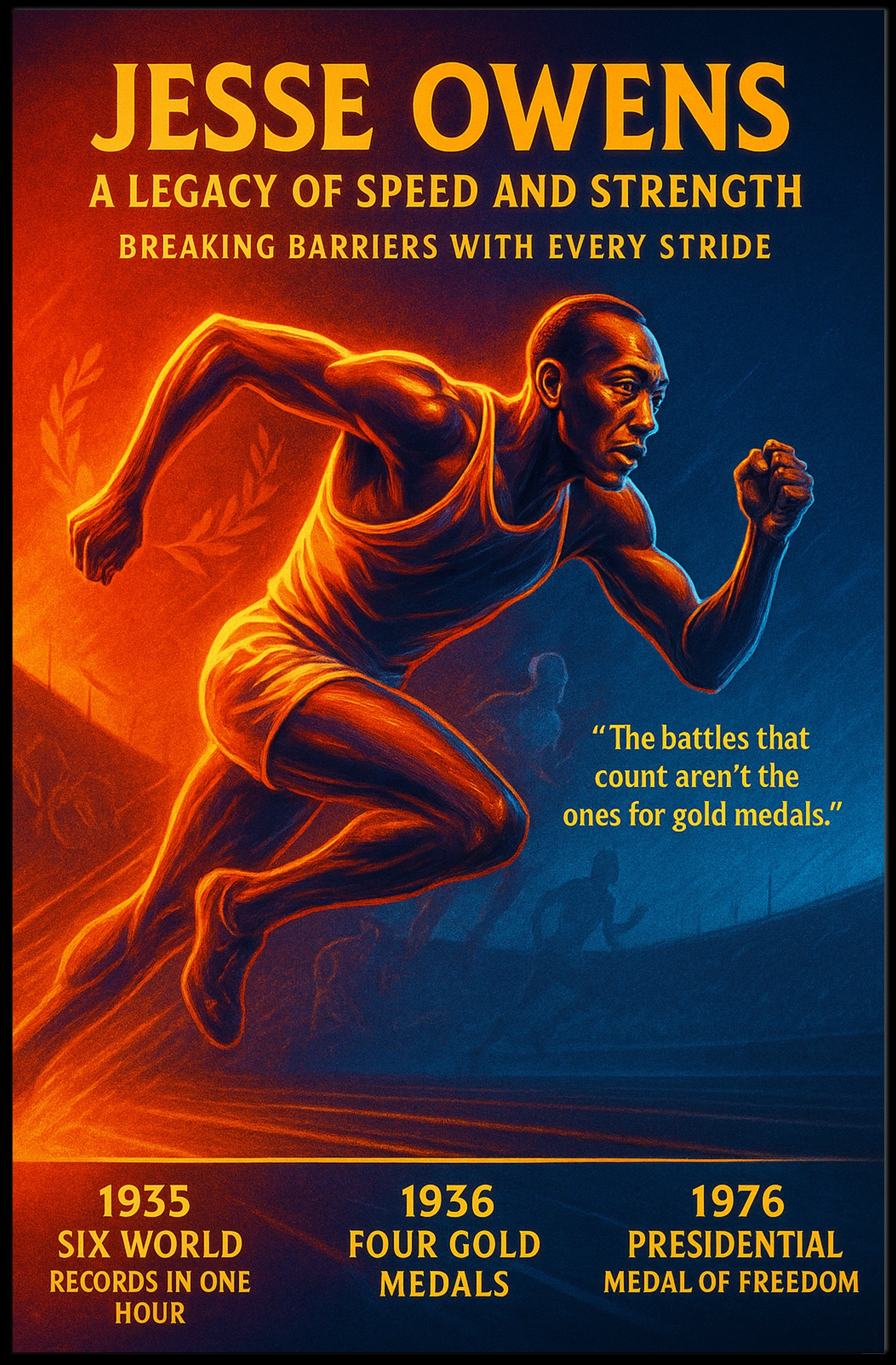 Jesse Owens Legacy of Speed Poster Art PosterGoat