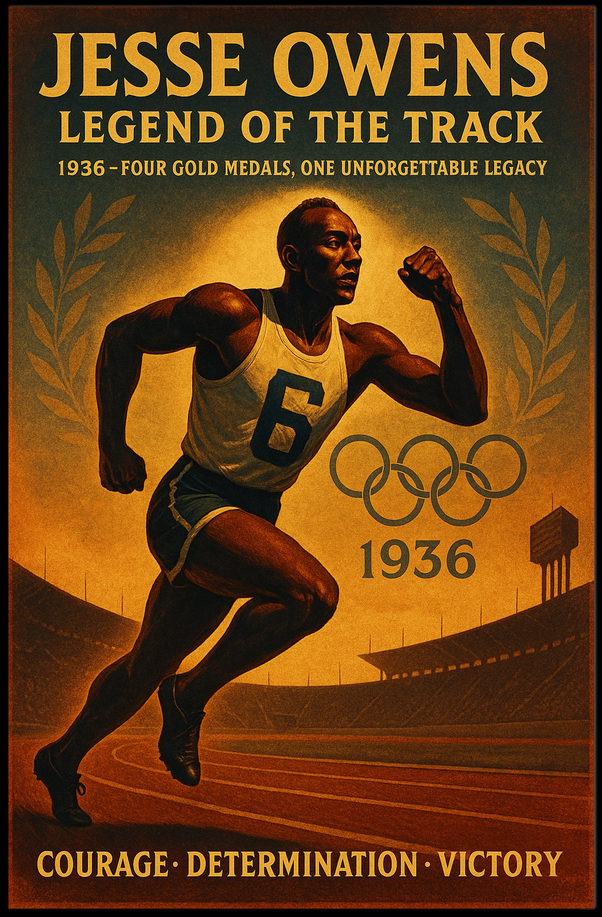 Jesse Owens Legend of the Track Poster PosterGoat