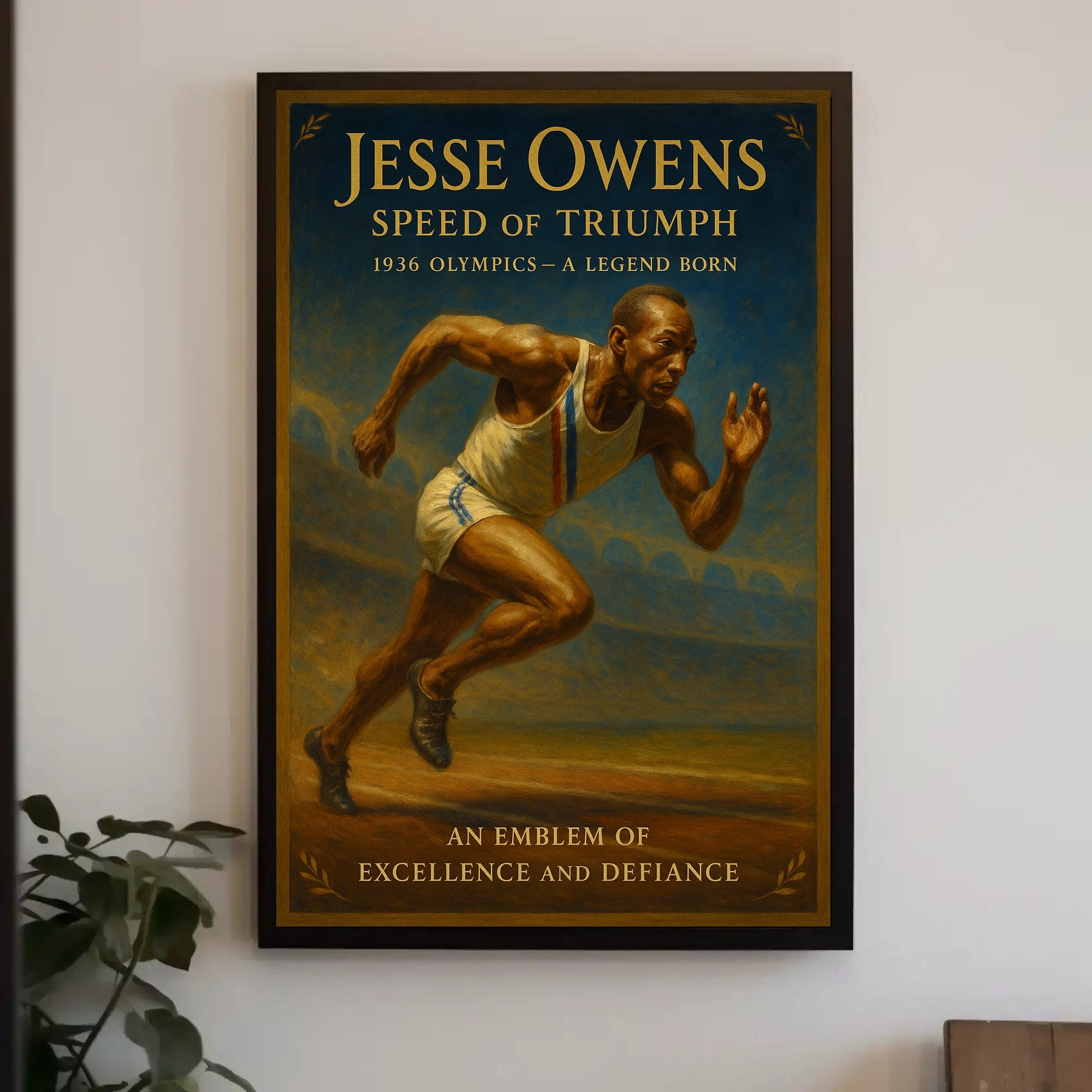 Jesse Owens Speed of Triumph Poster Art Print PosterGoat