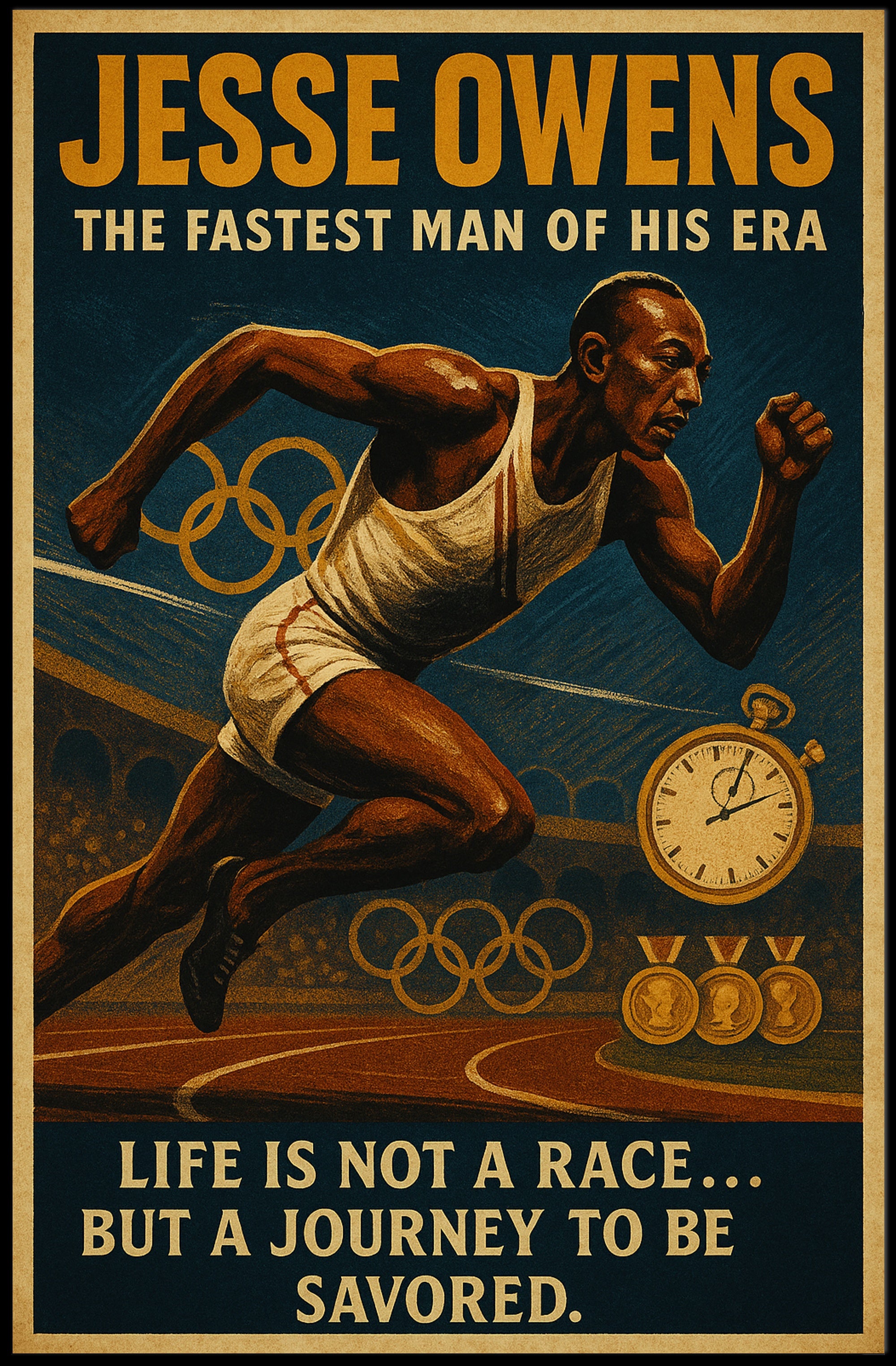 Jesse Owens Vintage Inspirational Poster PosterGoat