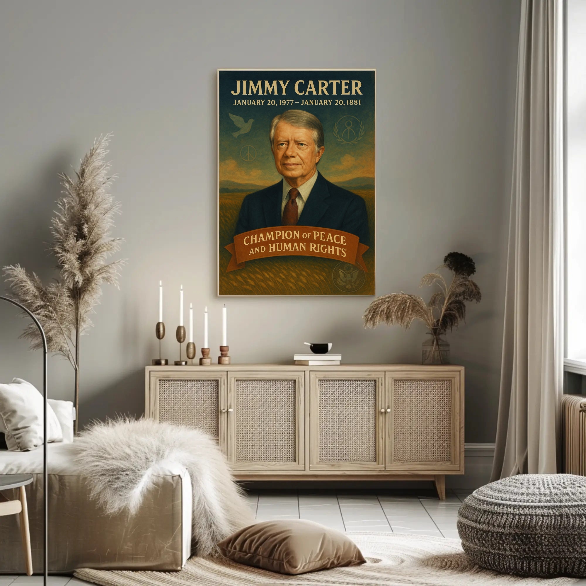 Jimmy Carter Champion of Peace and Human Rights Poster PosterGoat