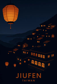 Jiufen Taiwan Minimalist Travel Poster PosterGoat