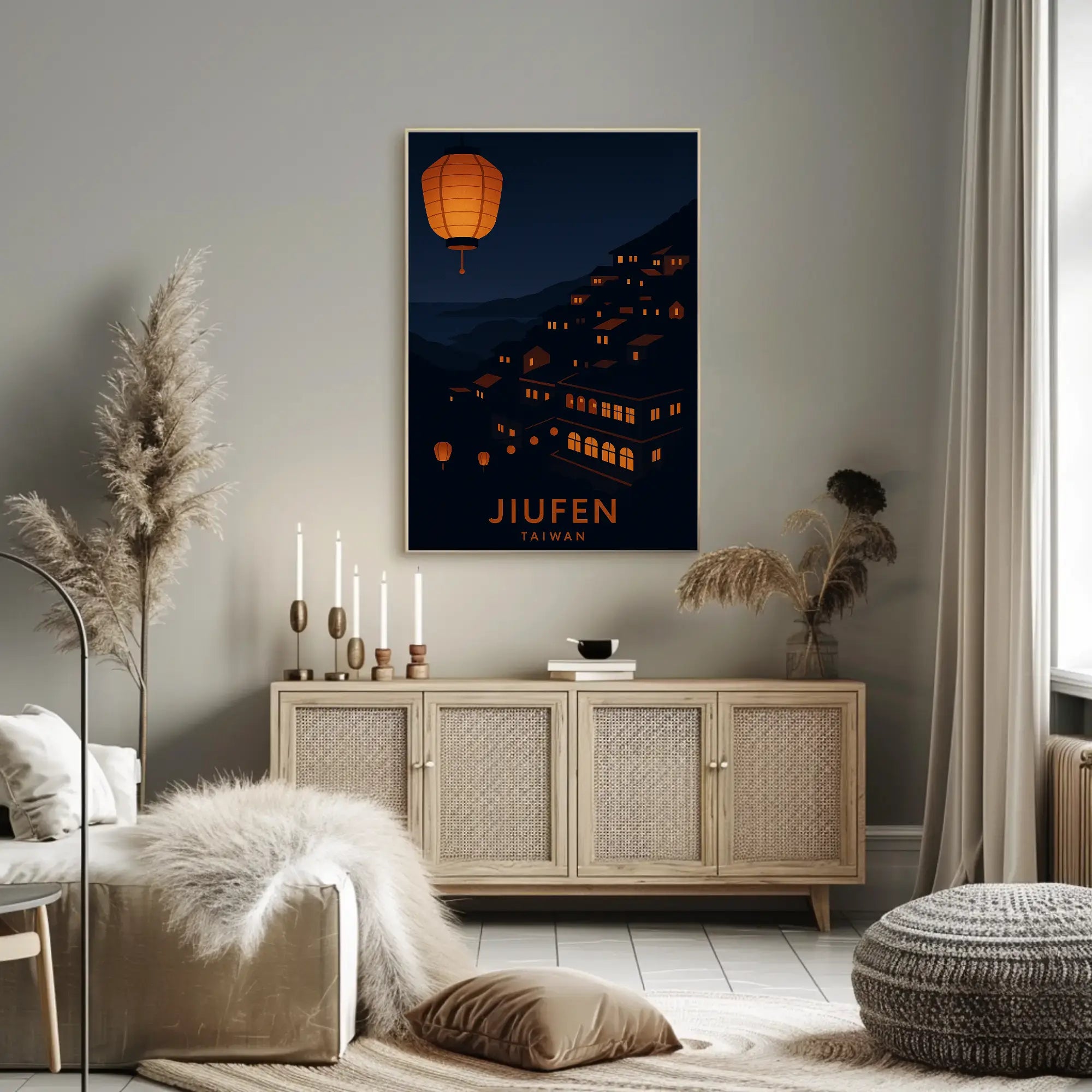 Jiufen Taiwan Minimalist Travel Poster PosterGoat