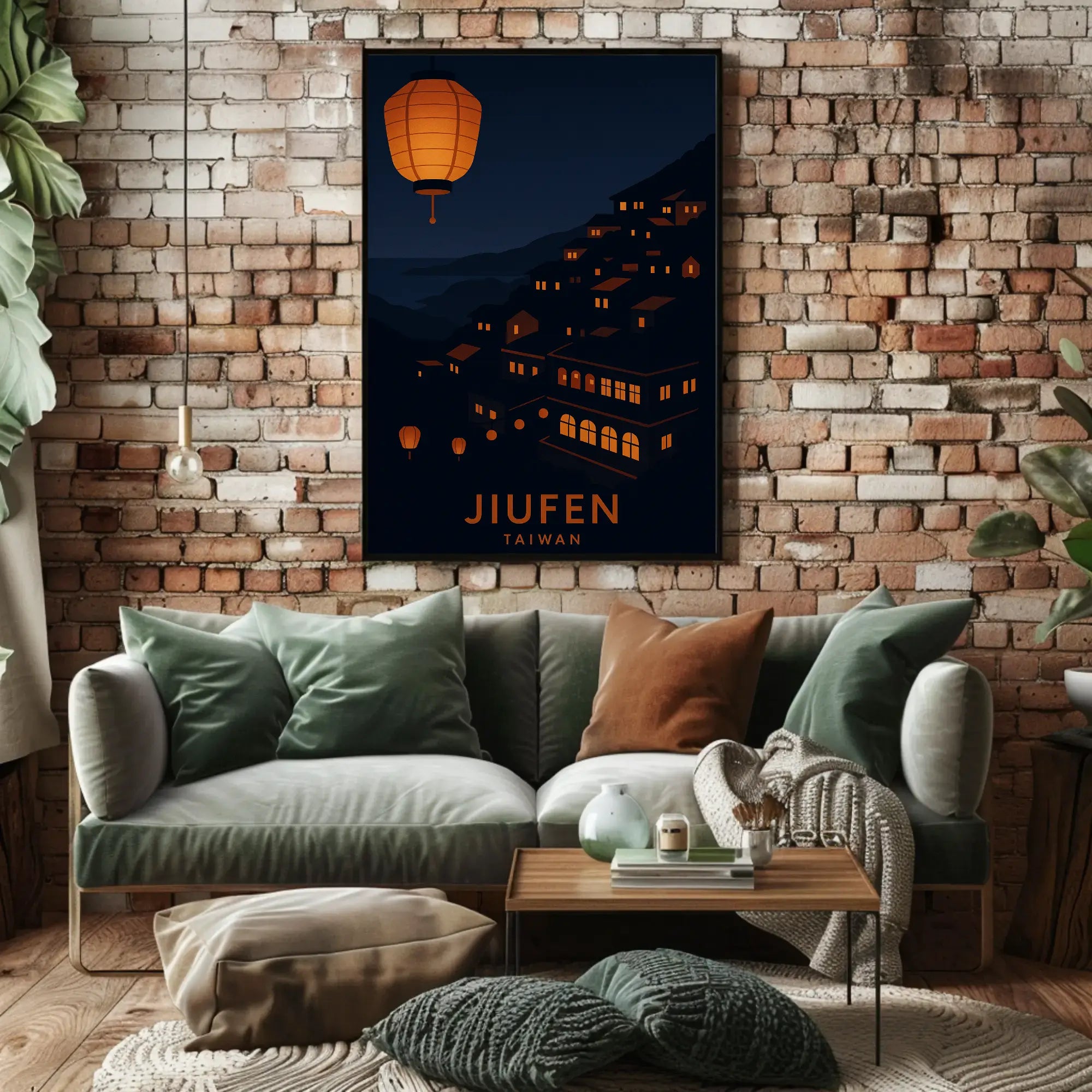 Jiufen Taiwan Minimalist Travel Poster PosterGoat