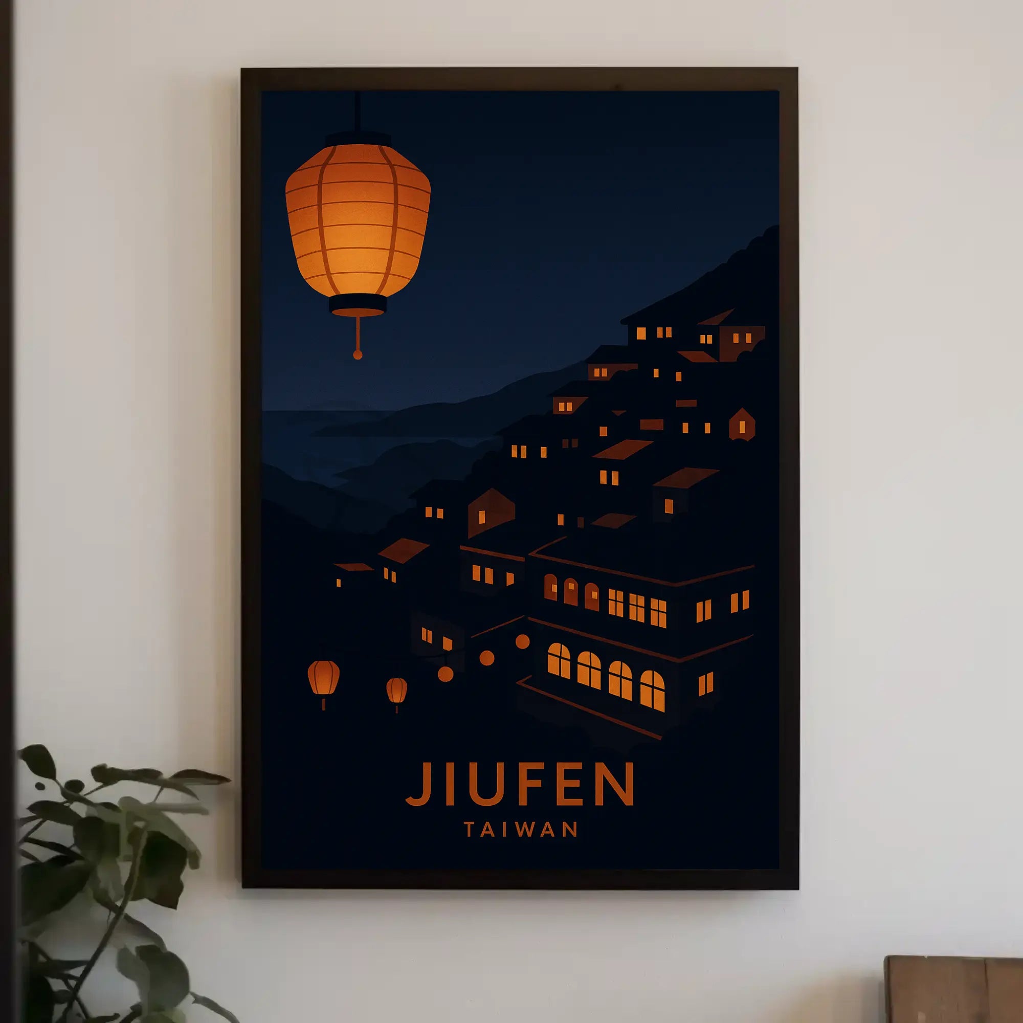 Jiufen Taiwan Minimalist Travel Poster PosterGoat