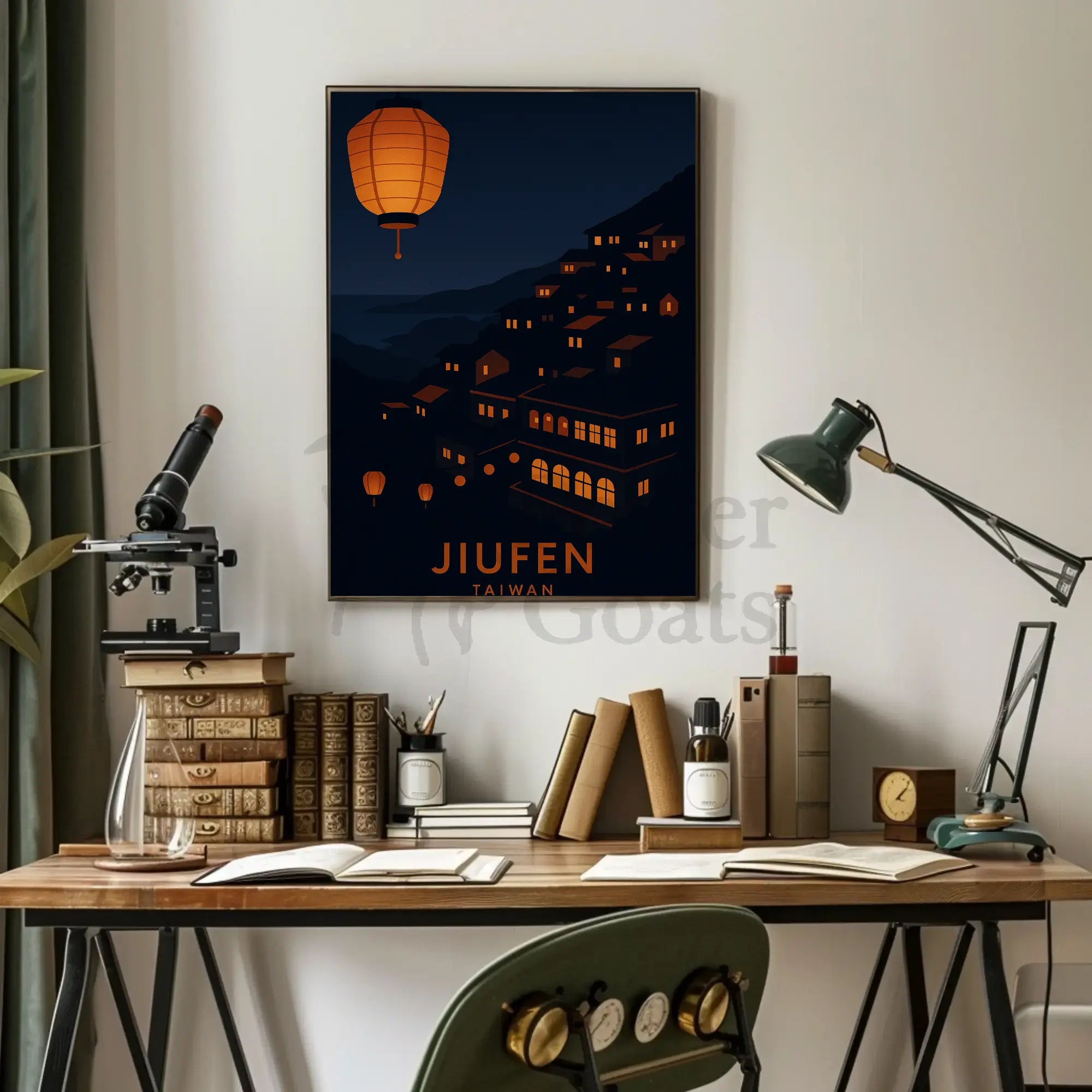 Jiufen Taiwan Minimalist Travel Poster PosterGoat