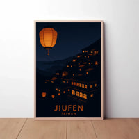 Jiufen Taiwan Minimalist Travel Poster PosterGoat