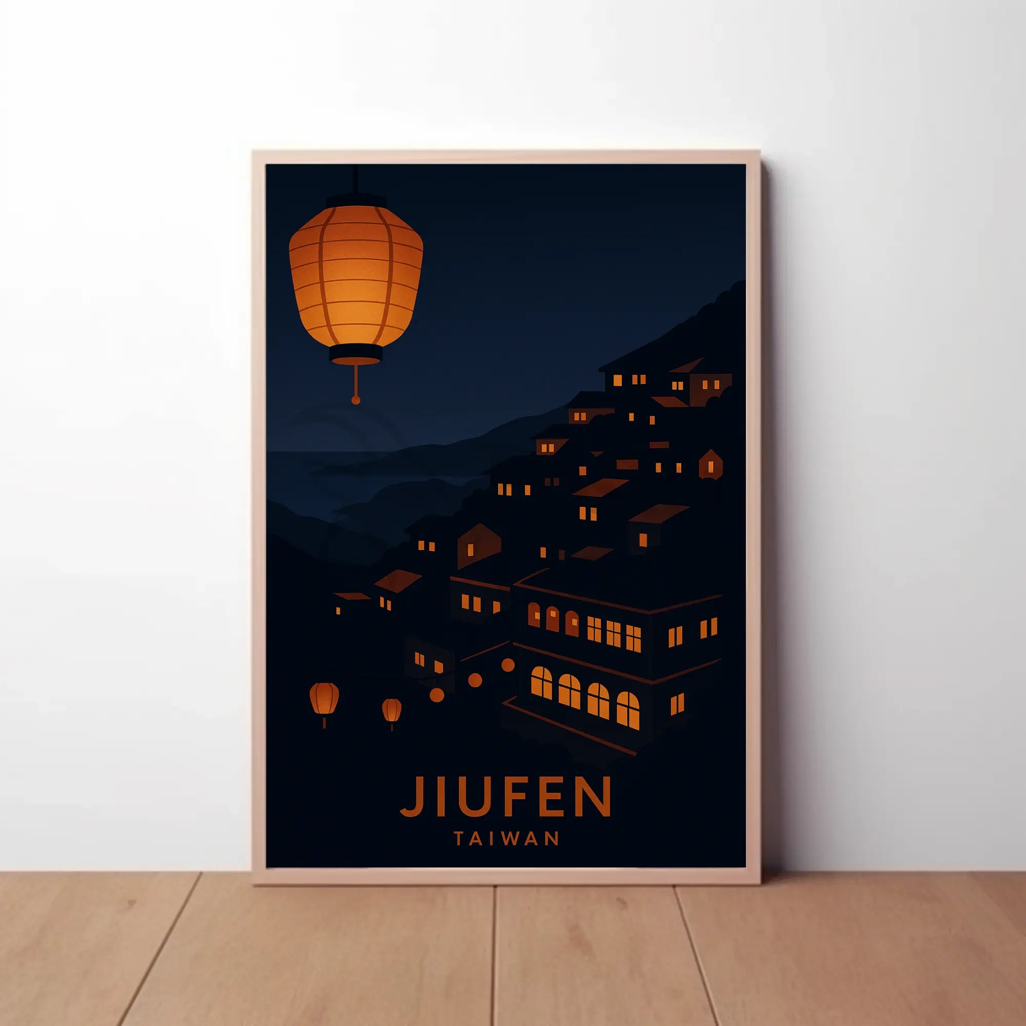 Jiufen Taiwan Minimalist Travel Poster PosterGoat