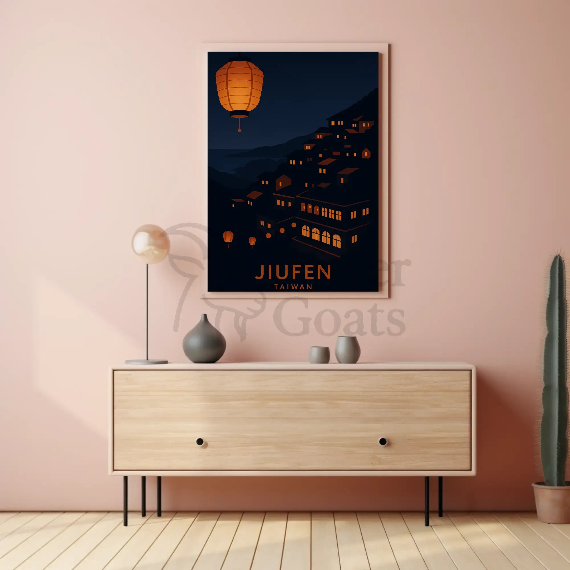 Jiufen Taiwan Minimalist Travel Poster PosterGoat