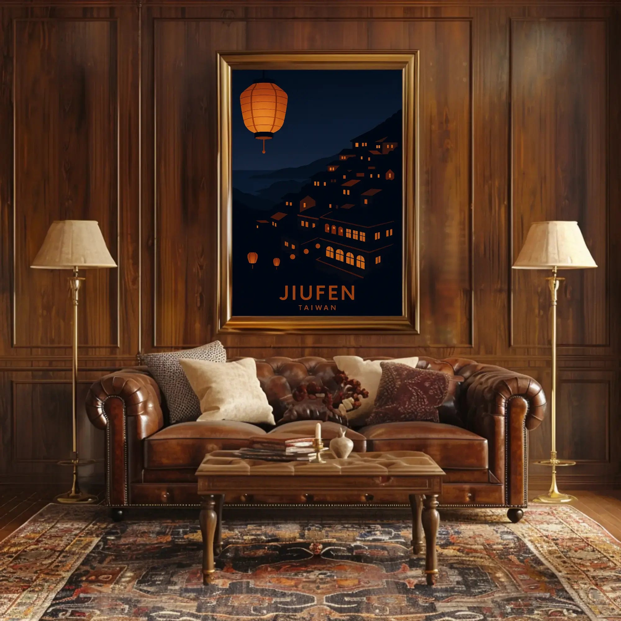 Jiufen Taiwan Minimalist Travel Poster PosterGoat