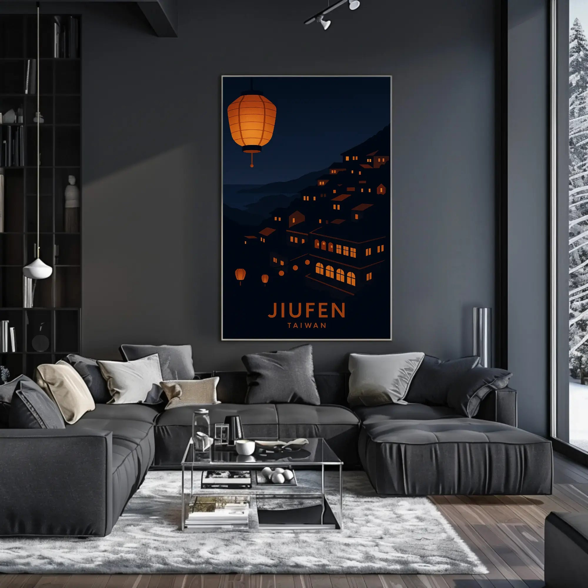 Jiufen Taiwan Minimalist Travel Poster PosterGoat