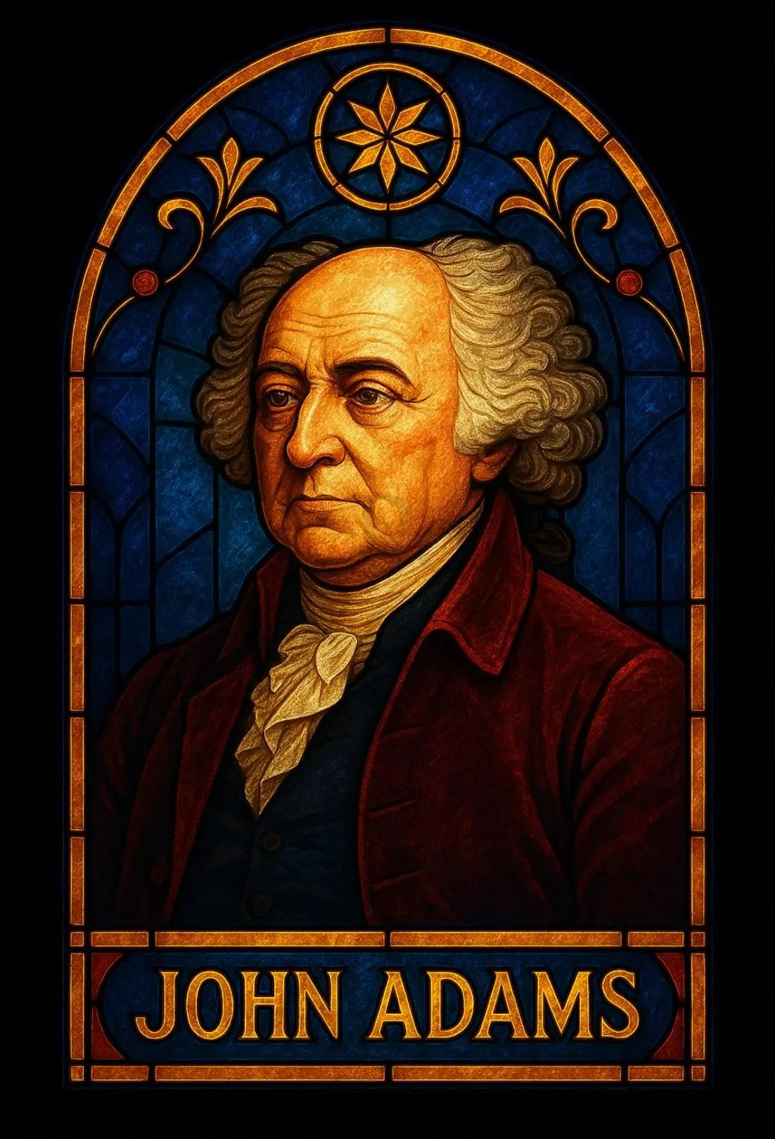 John Adams Stained-Glass Historical Tribute Poster PosterGoat