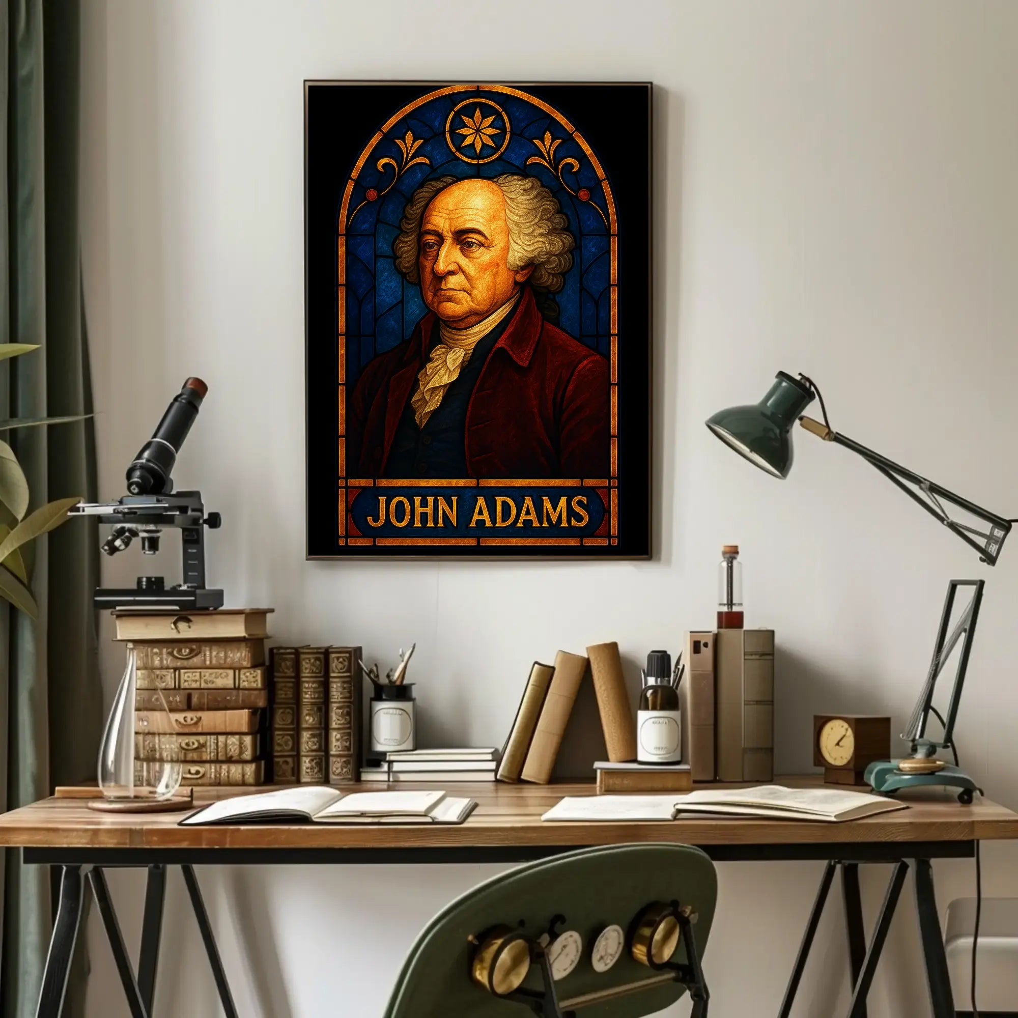John Adams Stained-Glass Historical Tribute Poster PosterGoat