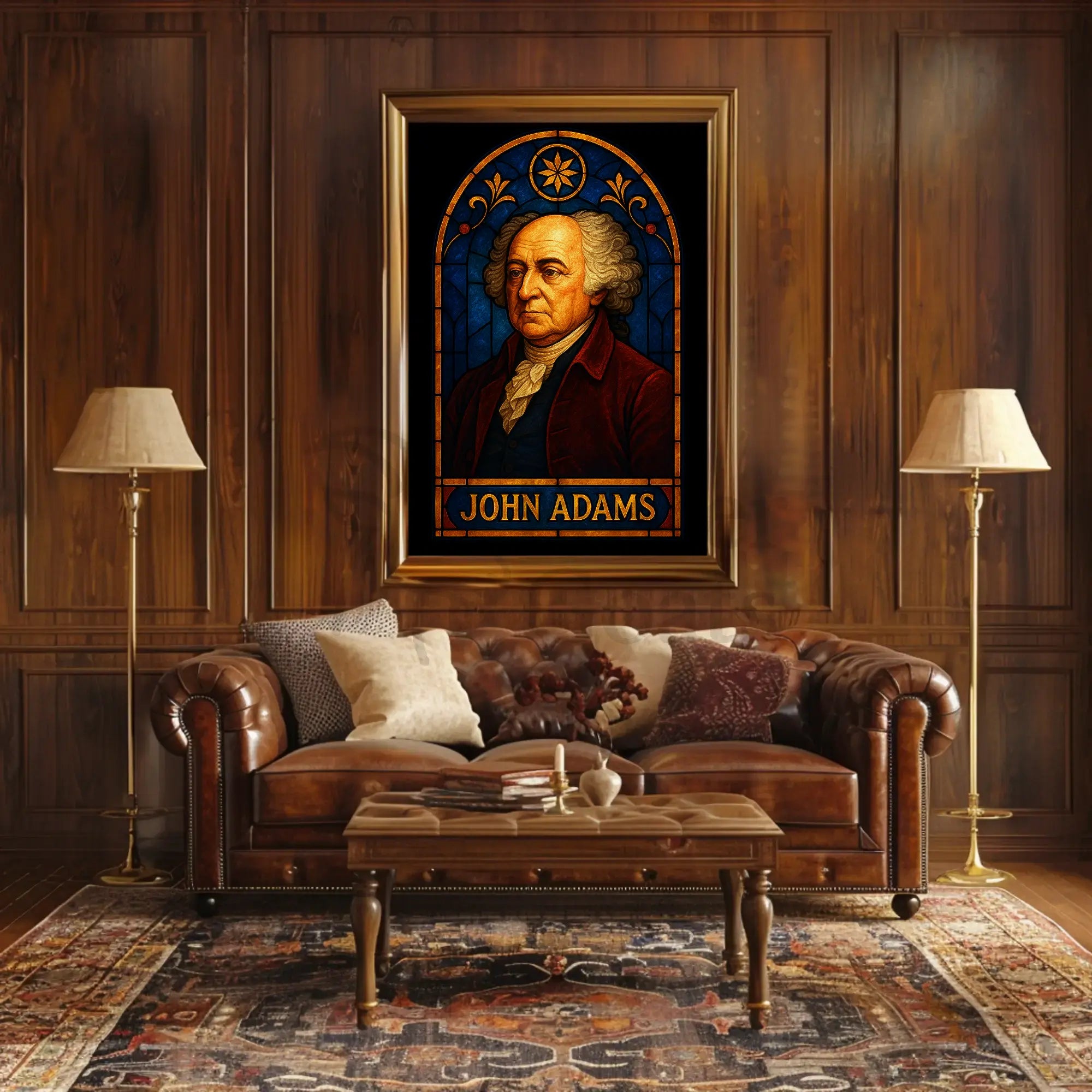 John Adams Stained-Glass Historical Tribute Poster PosterGoat