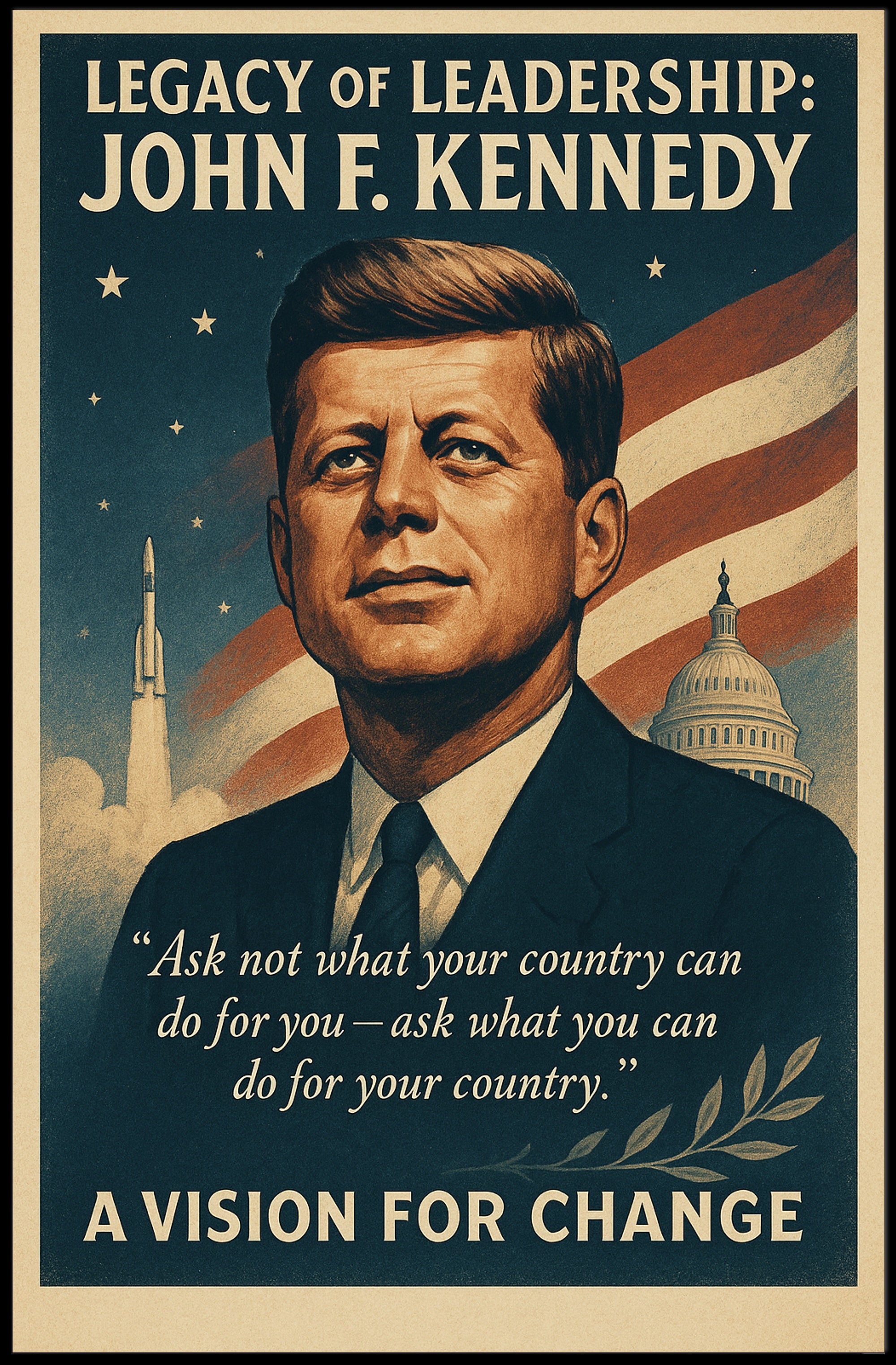 John F. Kennedy Legacy of Leadership Poster PosterGoat