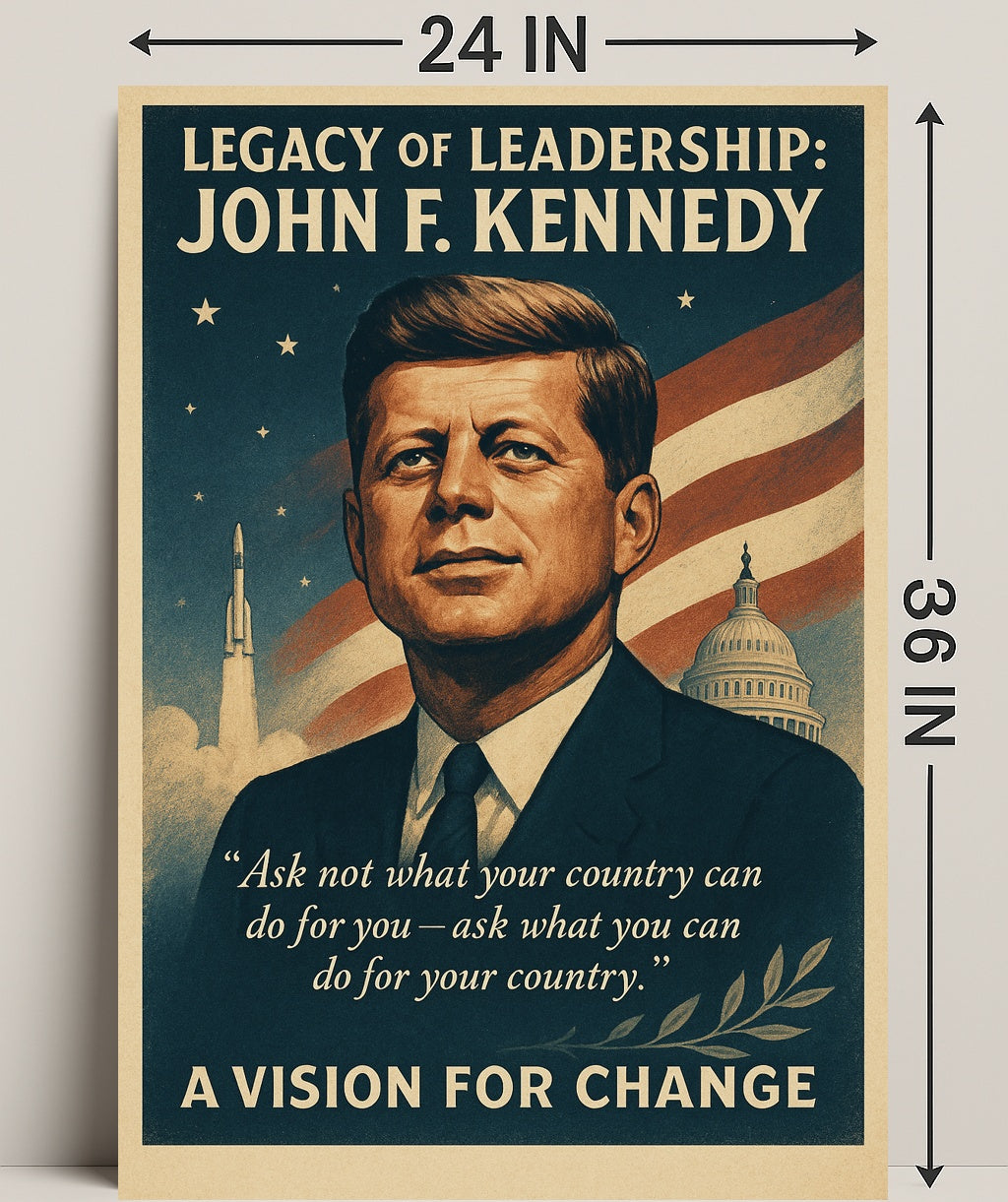 John F. Kennedy Legacy of Leadership Poster PosterGoat