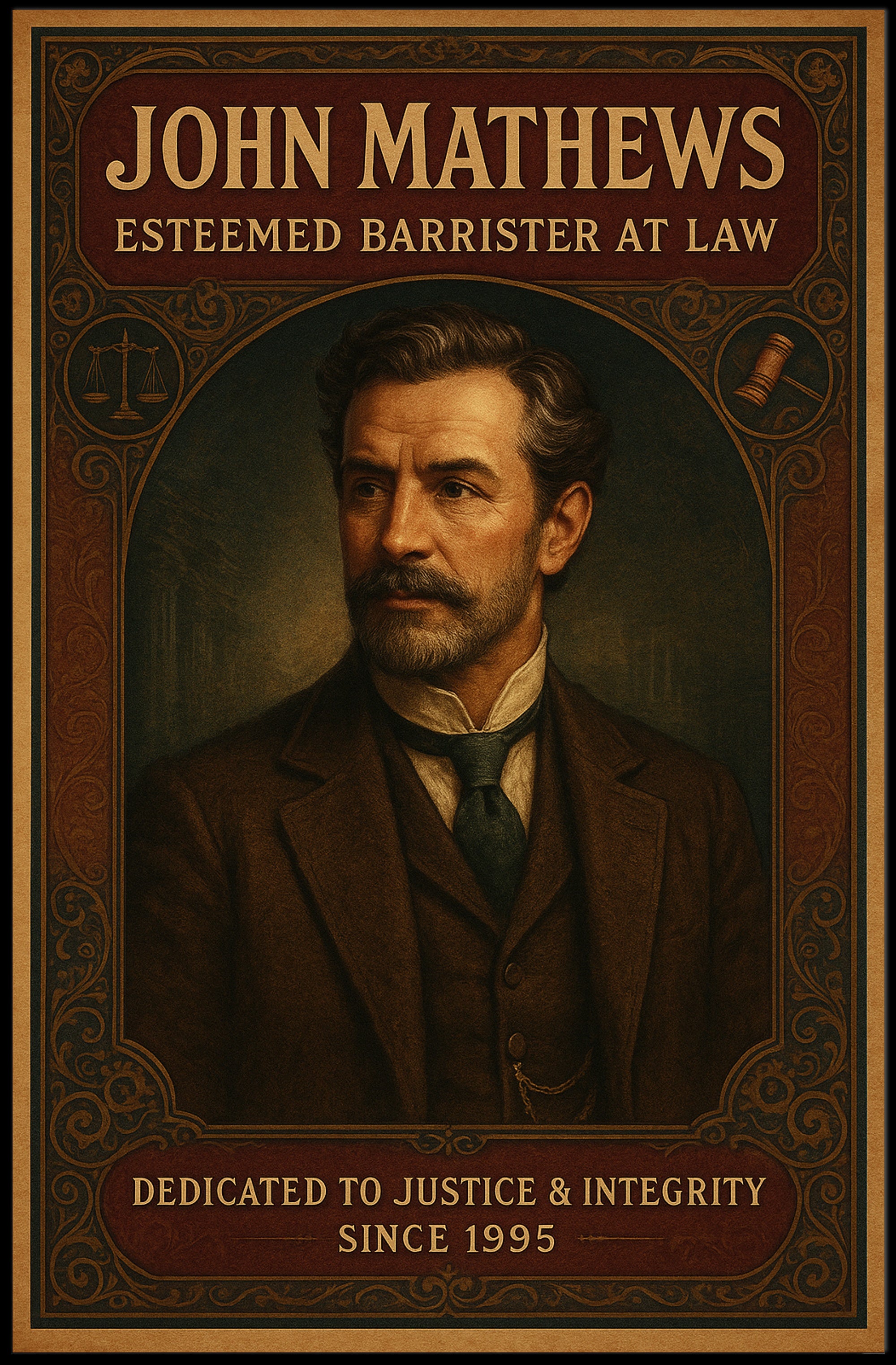 John Mathews Esteemed Barrister at Law Poster PosterGoat