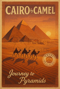 Journey to Pyramids Vintage Travel Poster PosterGoat