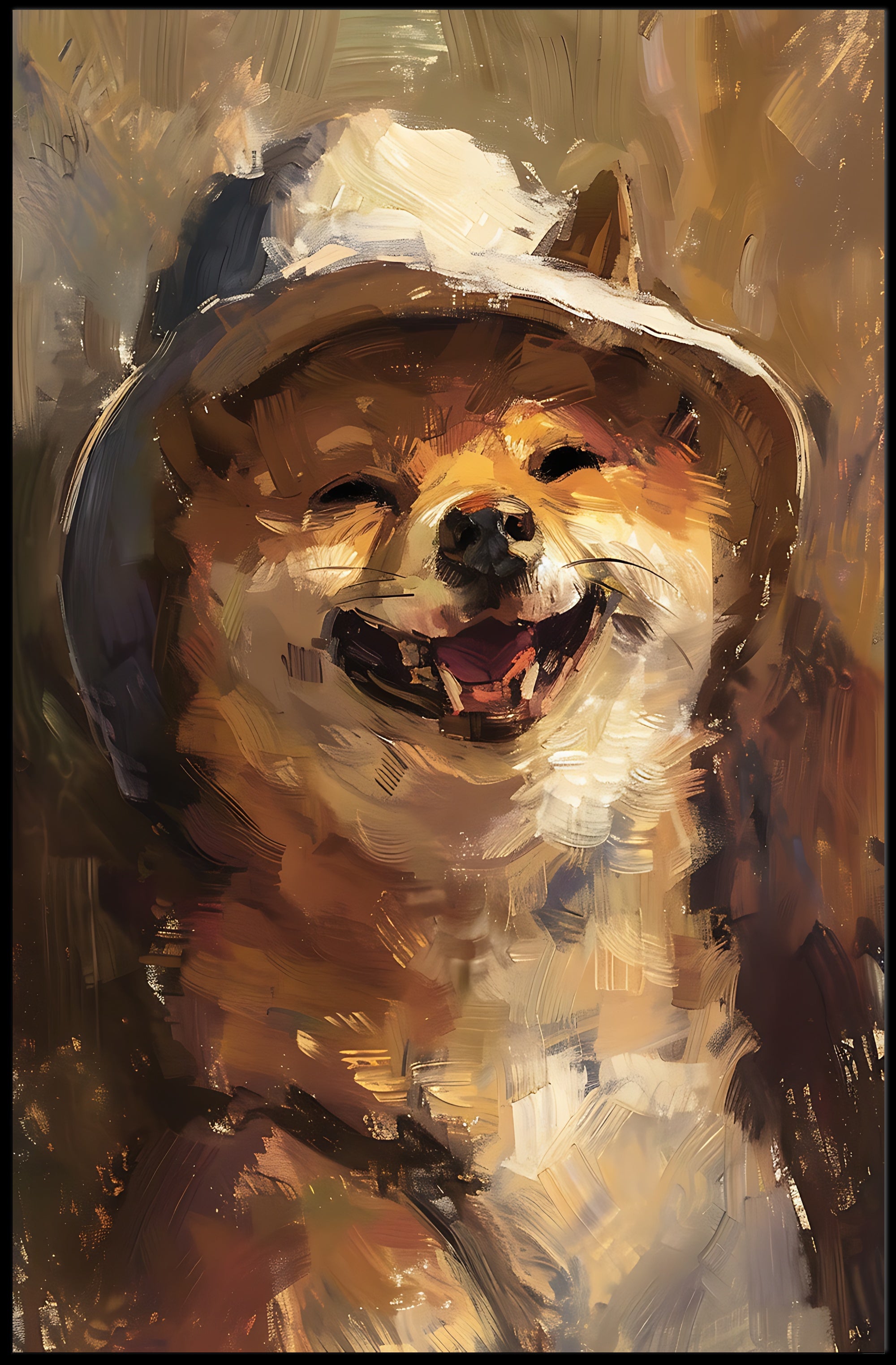 Joyful Shiba Inu Bucket Hat Animal Poster PosterGoat