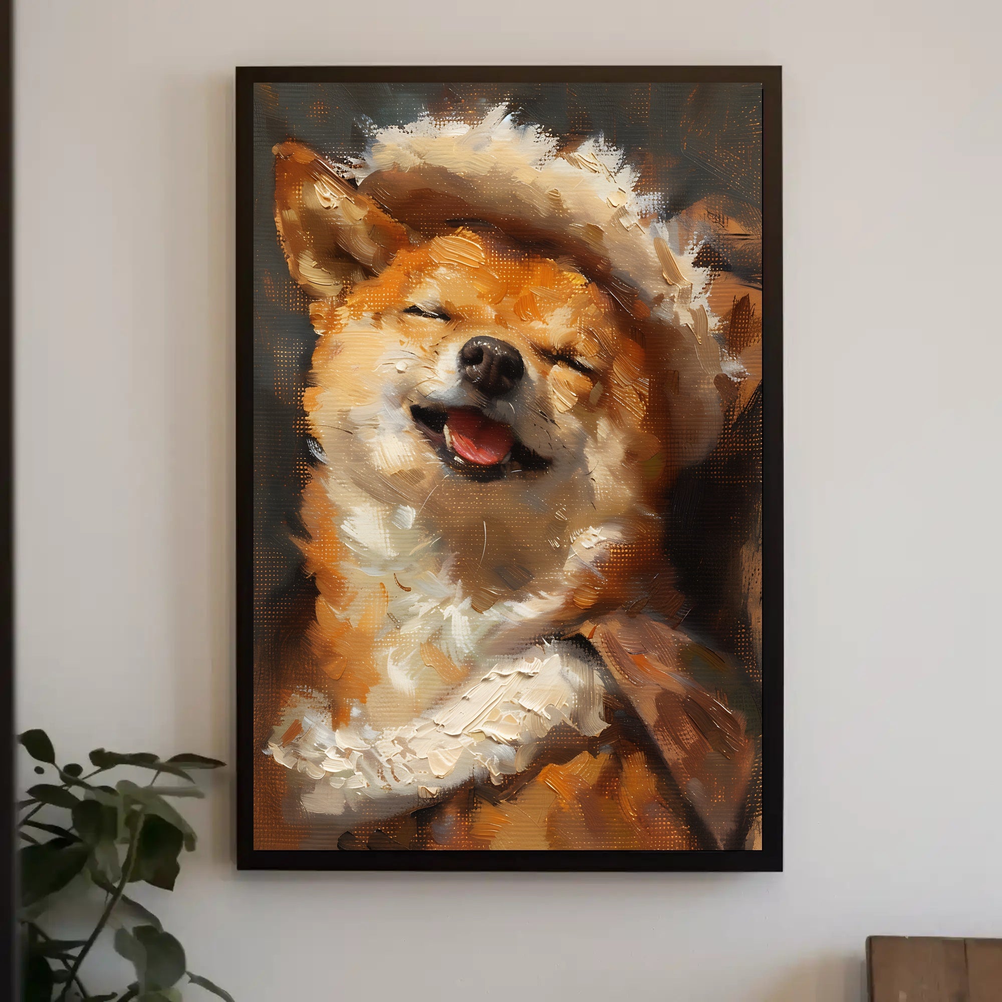 Joyful Shiba Inu Wearing Hat Animal Poster PosterGoat