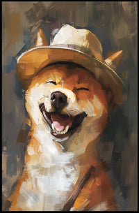Joyful Shiba Inu in Fedora - Animal Poster PosterGoat