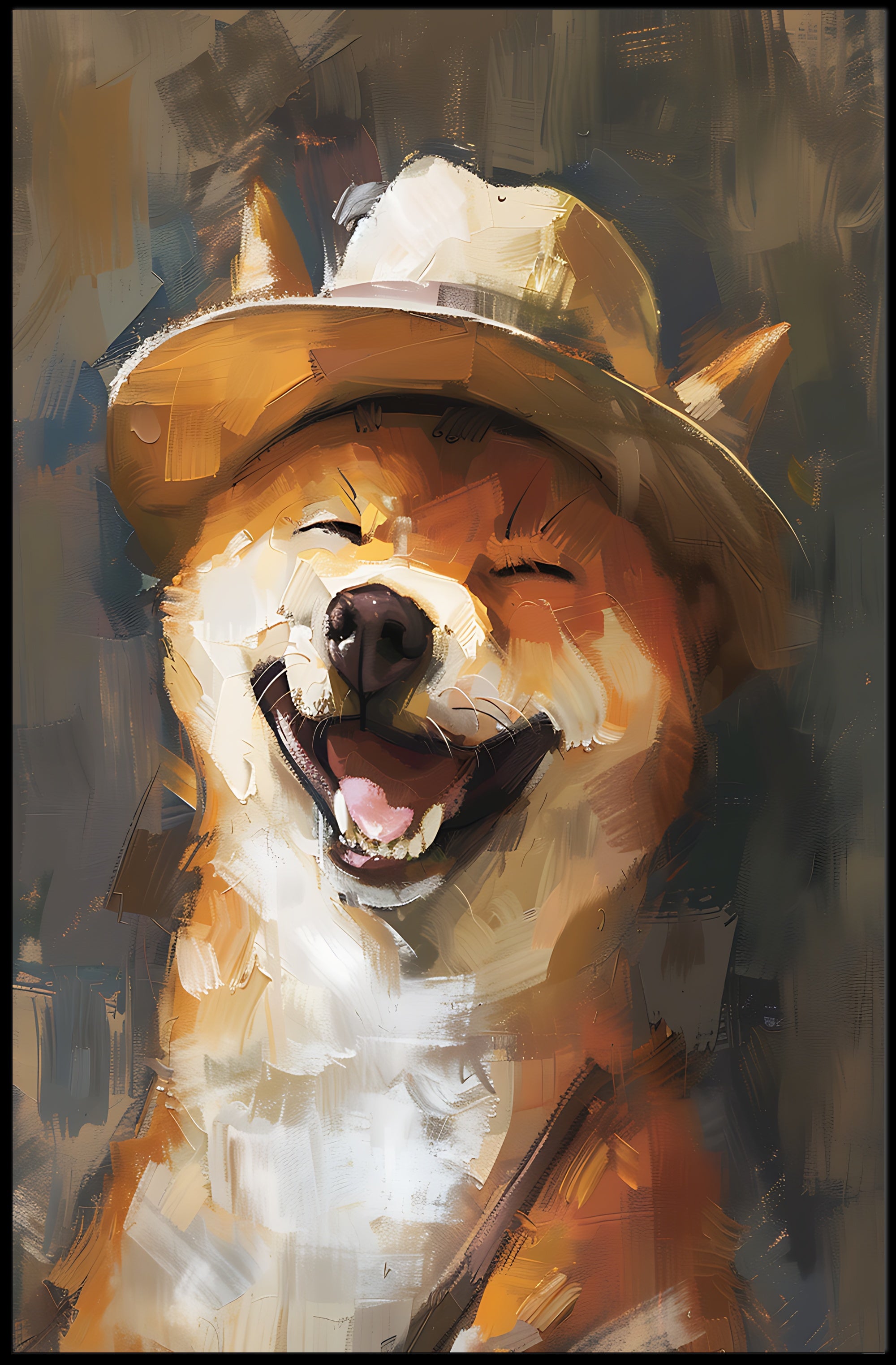 Joyful Shiba Inu in Fedora - Animal Poster PosterGoat