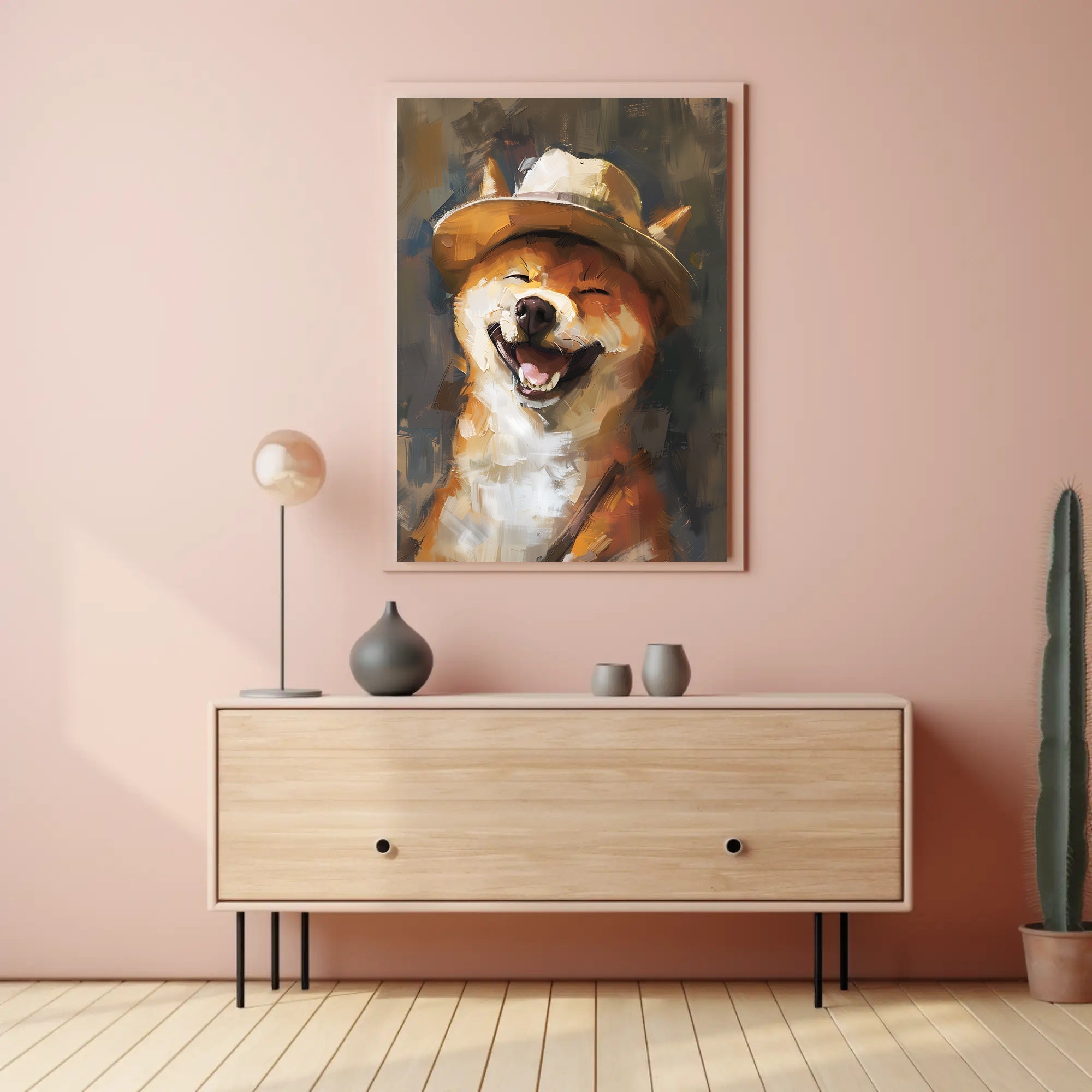 Joyful Shiba Inu in Fedora - Animal Poster PosterGoat