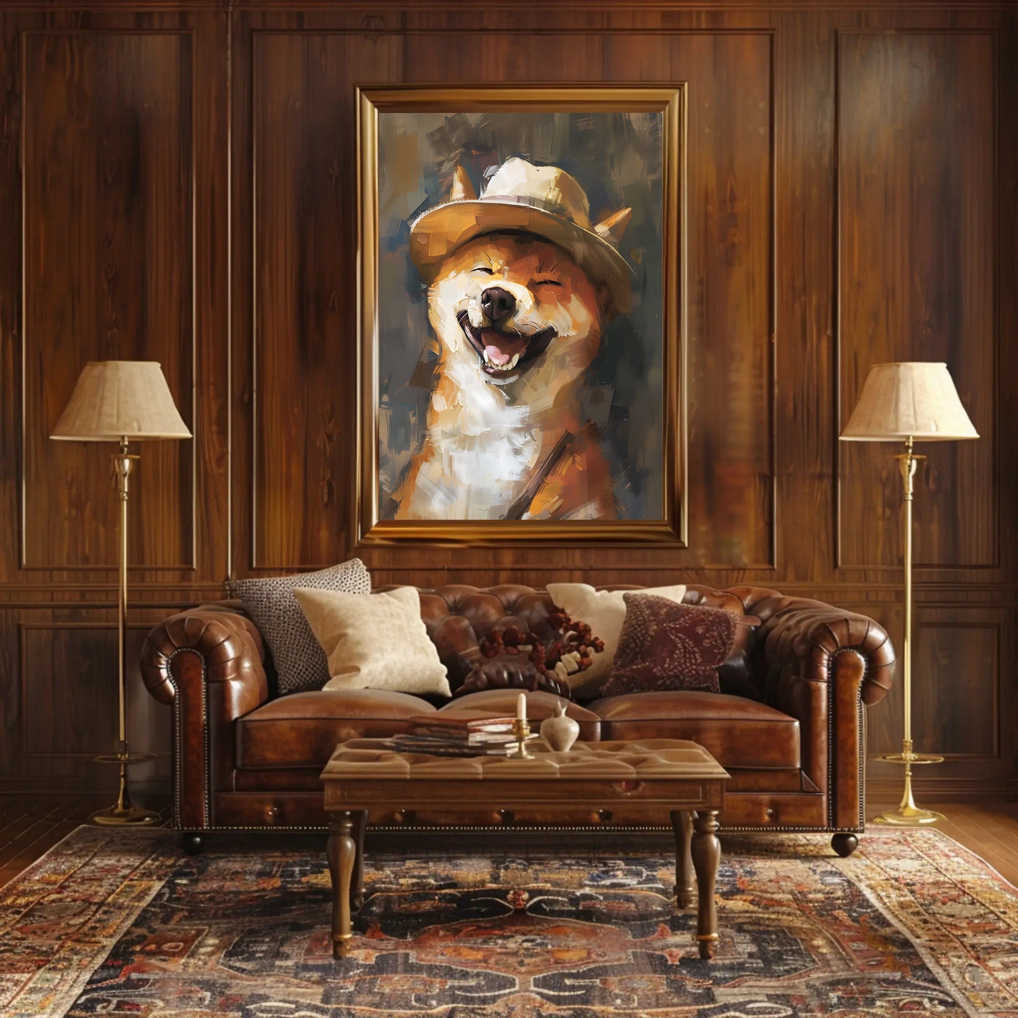 Joyful Shiba Inu in Fedora - Animal Poster PosterGoat