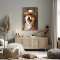 Joyful Shiba Inu in Fedora - Animal Poster PosterGoat